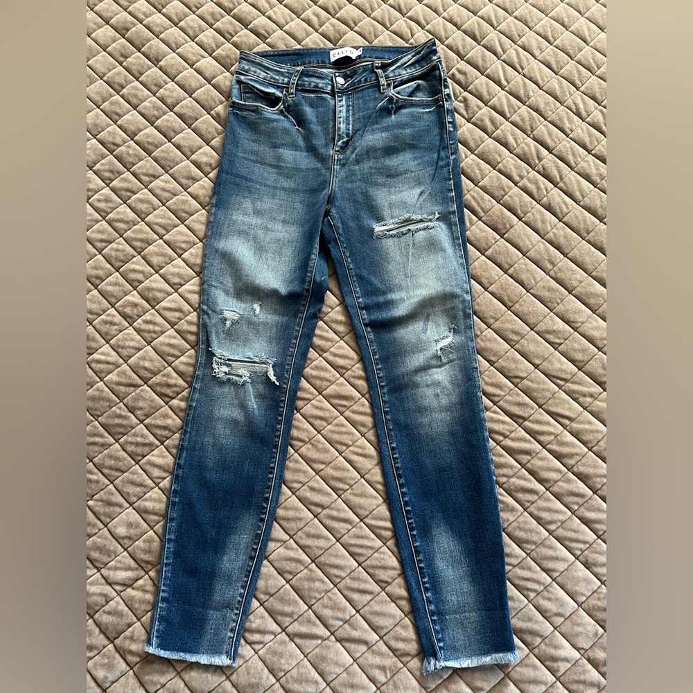 NWOT Cello Blue Distressed Skinny Jeans